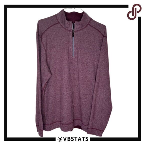 Tommy Bahama Reversible 1/4 Zip Top in Size XL Colors Purple Rose and Blush - Picture 1 of 8
